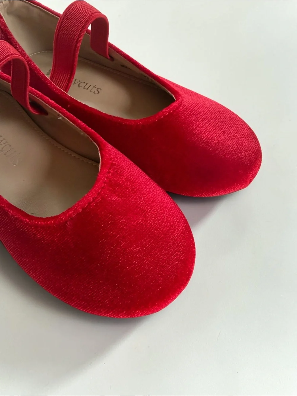 CREWCUTS EUC Rich Apple Red Velvet Mary Jane Ballet Flat Holiday Christmas Shoes